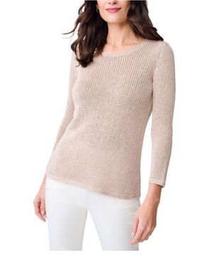 J. McLaughlin Raelyn Linen Blend Knit Sweater in Sand size M